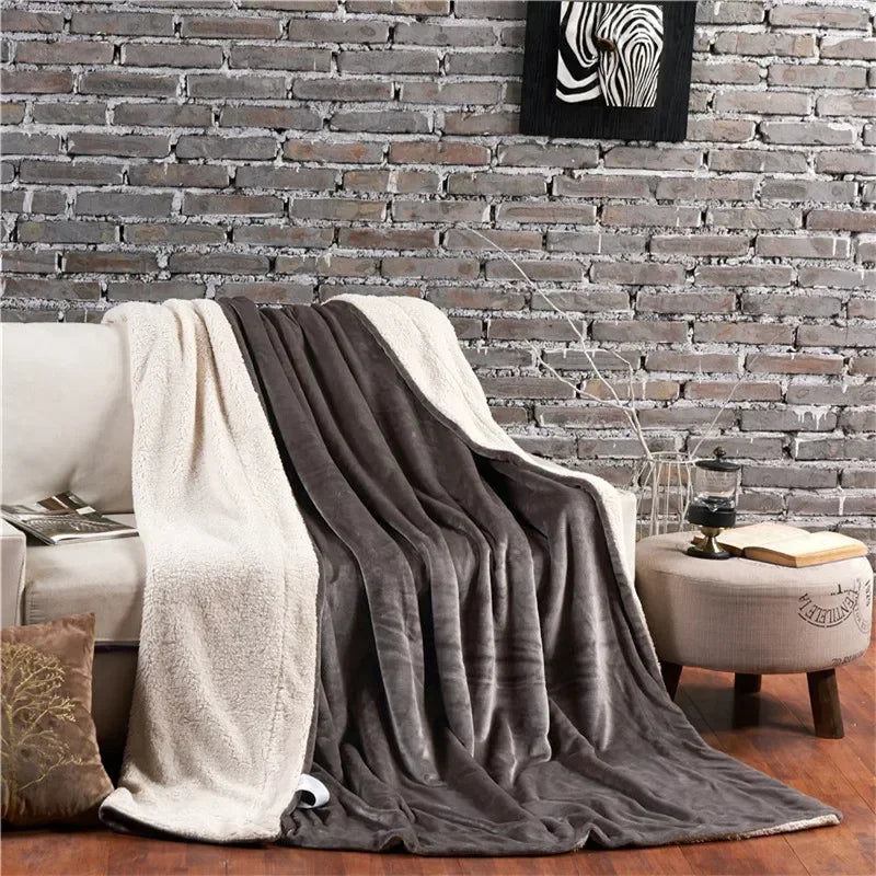 Wool Throw Blanket – Double-Sided Queen Bed Blanket, Warm Winter Bedspread for Camping, Sofa & Bedroom