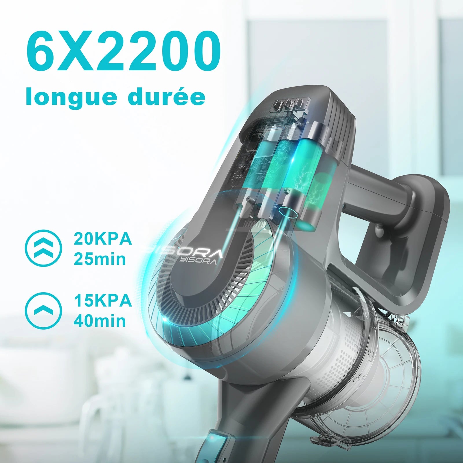 YISORA N300 Cordless Upright Vacuum Cleaner – 20KPa Powerful Suction, Ultra-Lightweight Stick Vacuum for Carpet, Hard Floor, Car & Pet Hair