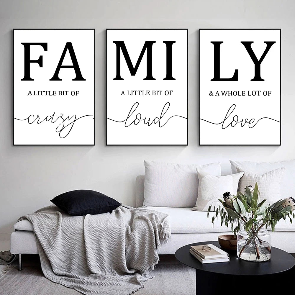 Frameless Simple Black White FAMILY Poster