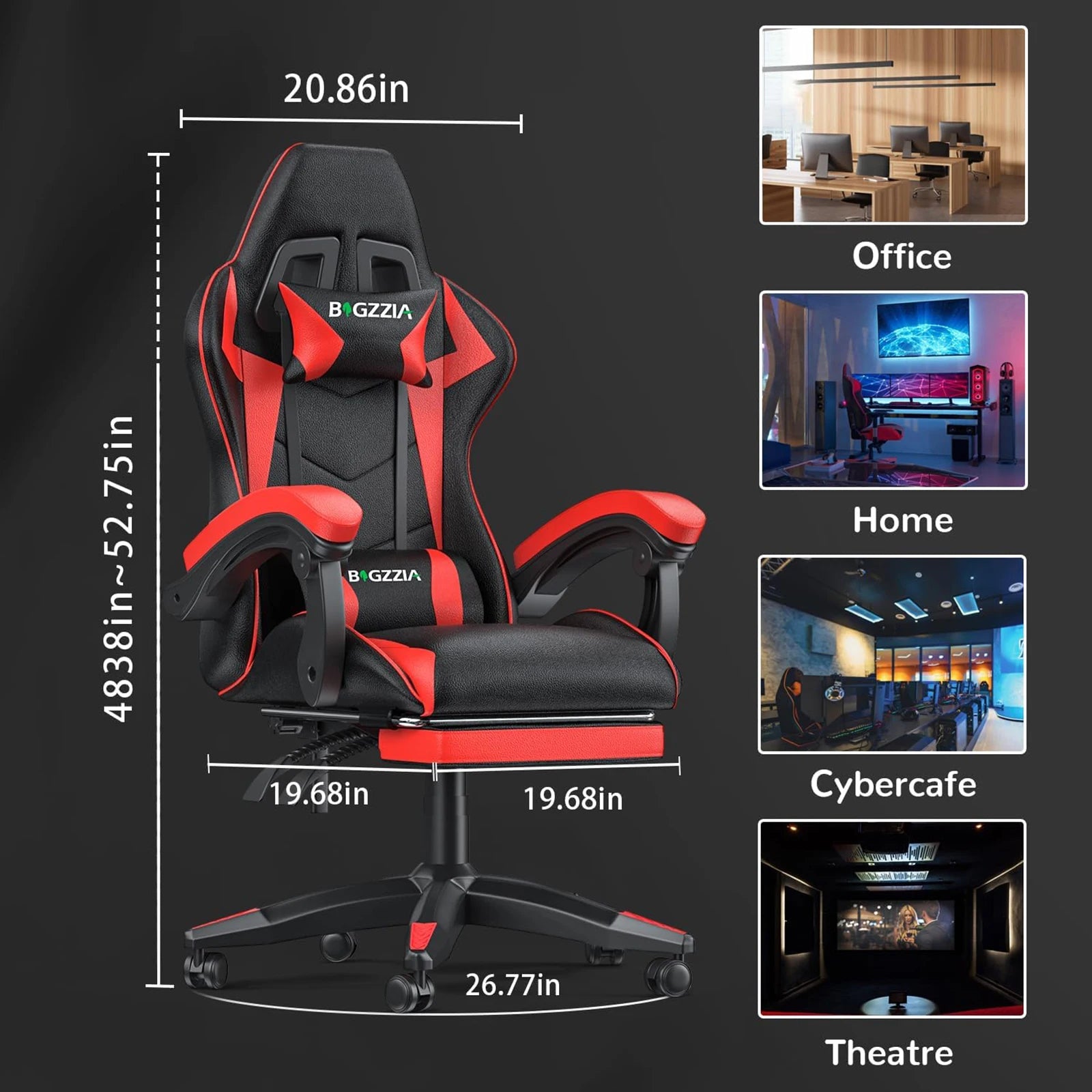 Ergonomic Gaming Chair with Footrest