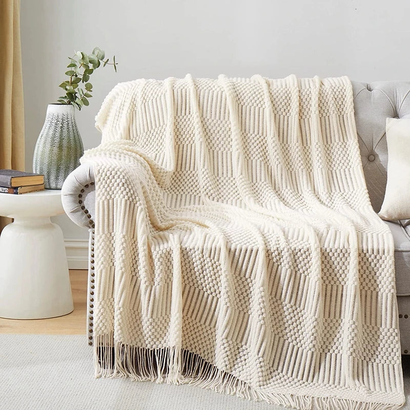 White Boho Throw Blankets