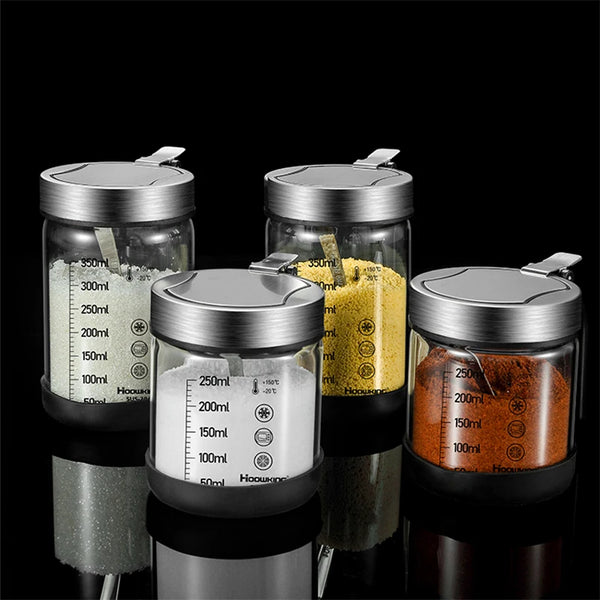 Spices Glass Seasoning Jar with Spoon