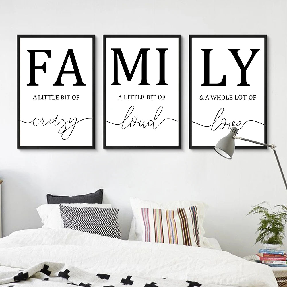 Frameless Simple Black White FAMILY Poster