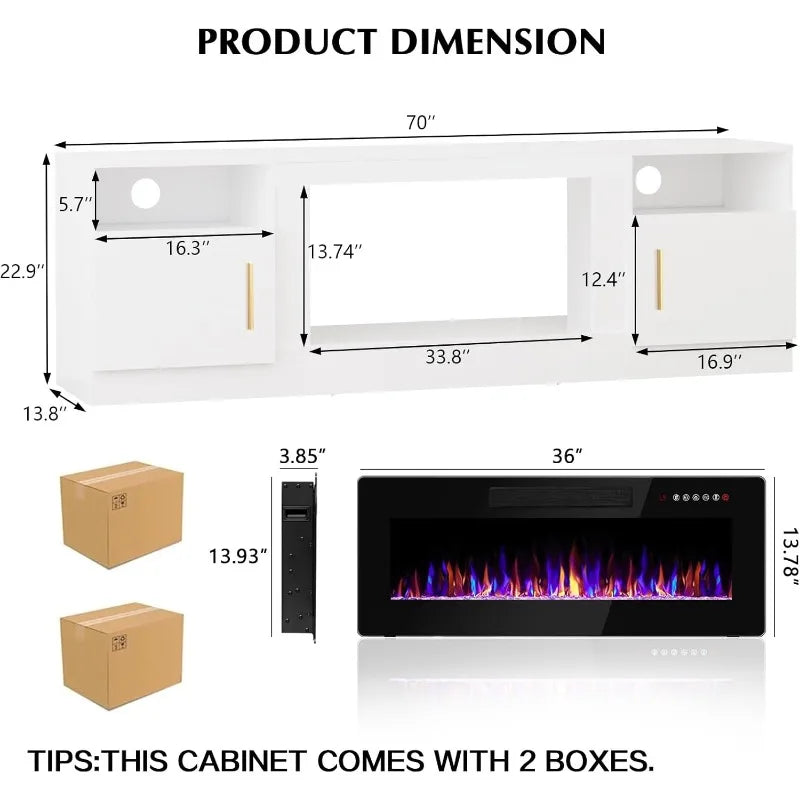 Fireplace TV Stand with 36-inch Fireplace: