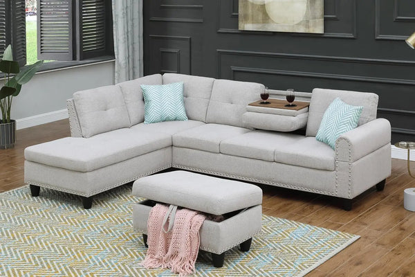 Sectional Sofa Couches for Living Room, 98" L Shaped Couch | Modern 4-Seaters Living Room Furniture Sets with, Customized