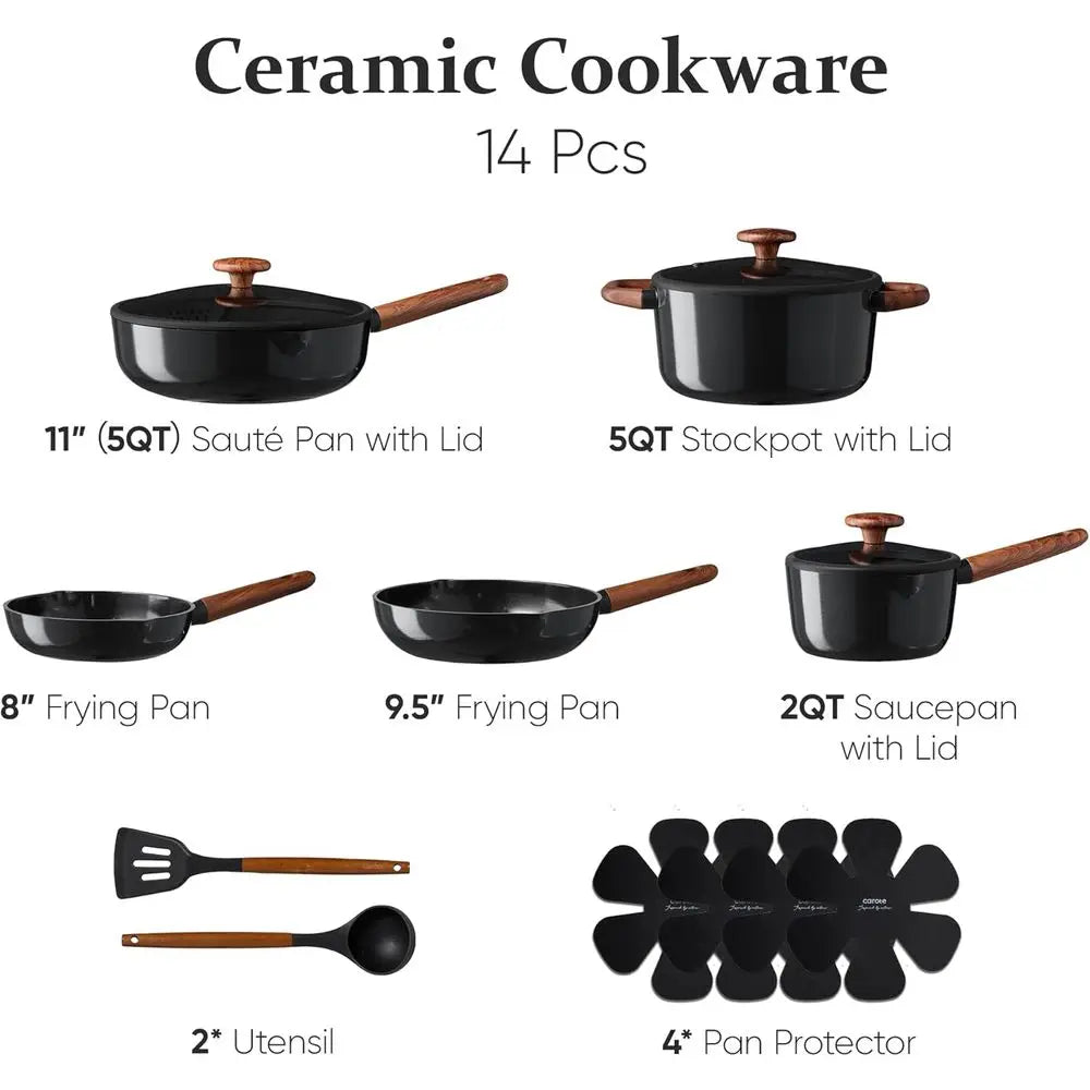Nonstick Pots and Pans, 14PCS Non Toxic Cooking Set