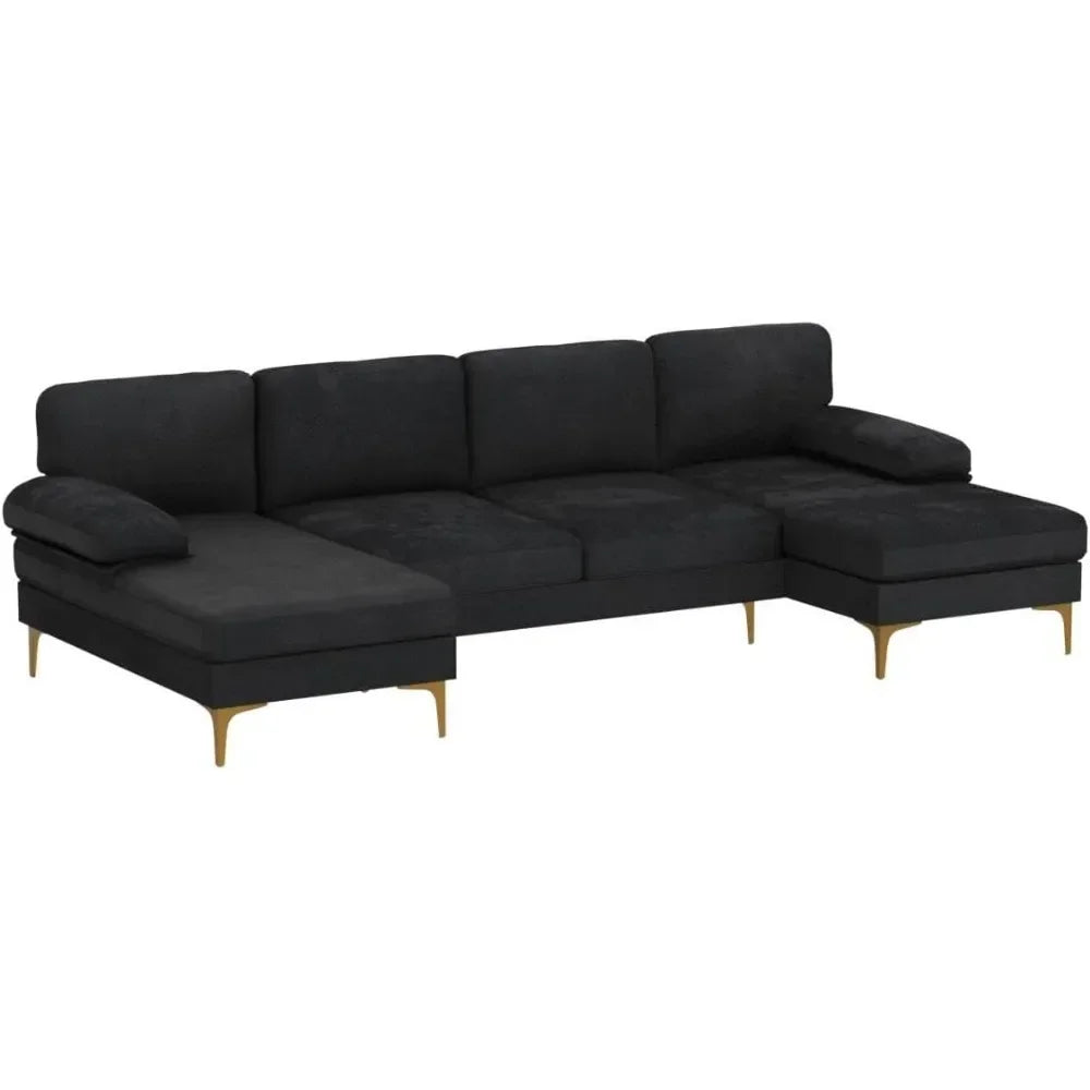 Convertible U-Shape Sectional Sofa 110" – 4-Seat Couch with Chaise, Chenille Upholstered for Living Room