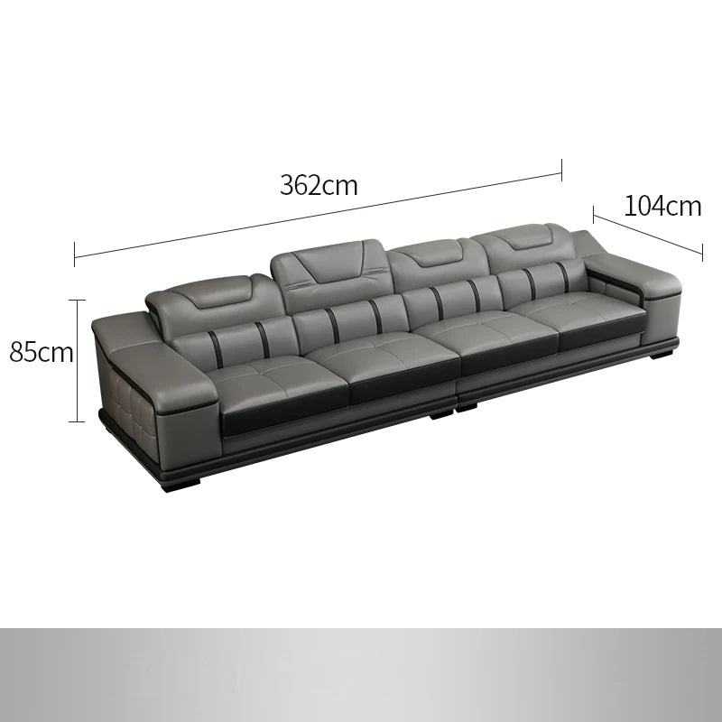 Modern Genuine Leather Sleeper Sectional Sofa – Convertible Sofa Cama with Chaise, Spacious Living Room Furniture Set, Sofas Modernos para Sala