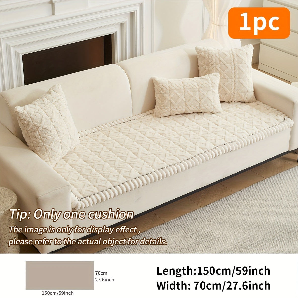 Soft Quilted Sofa Cushion – Thickened Polyester Sofa Cover for Autumn & Winter Warmth, Home Decorative Protector for 2/3/4-Seater Sofas