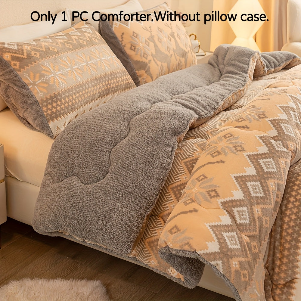 Milk Polar Fleece Comforter King Size, Ultra Warm Winter Heavy Thick Blanket for Home & Dorm, Anti-Static Queen Full California King Twin Bedding, Dorm Essentials, Winter Bedding, Cozy Blanket, Geometric Pattern, Plush Textur