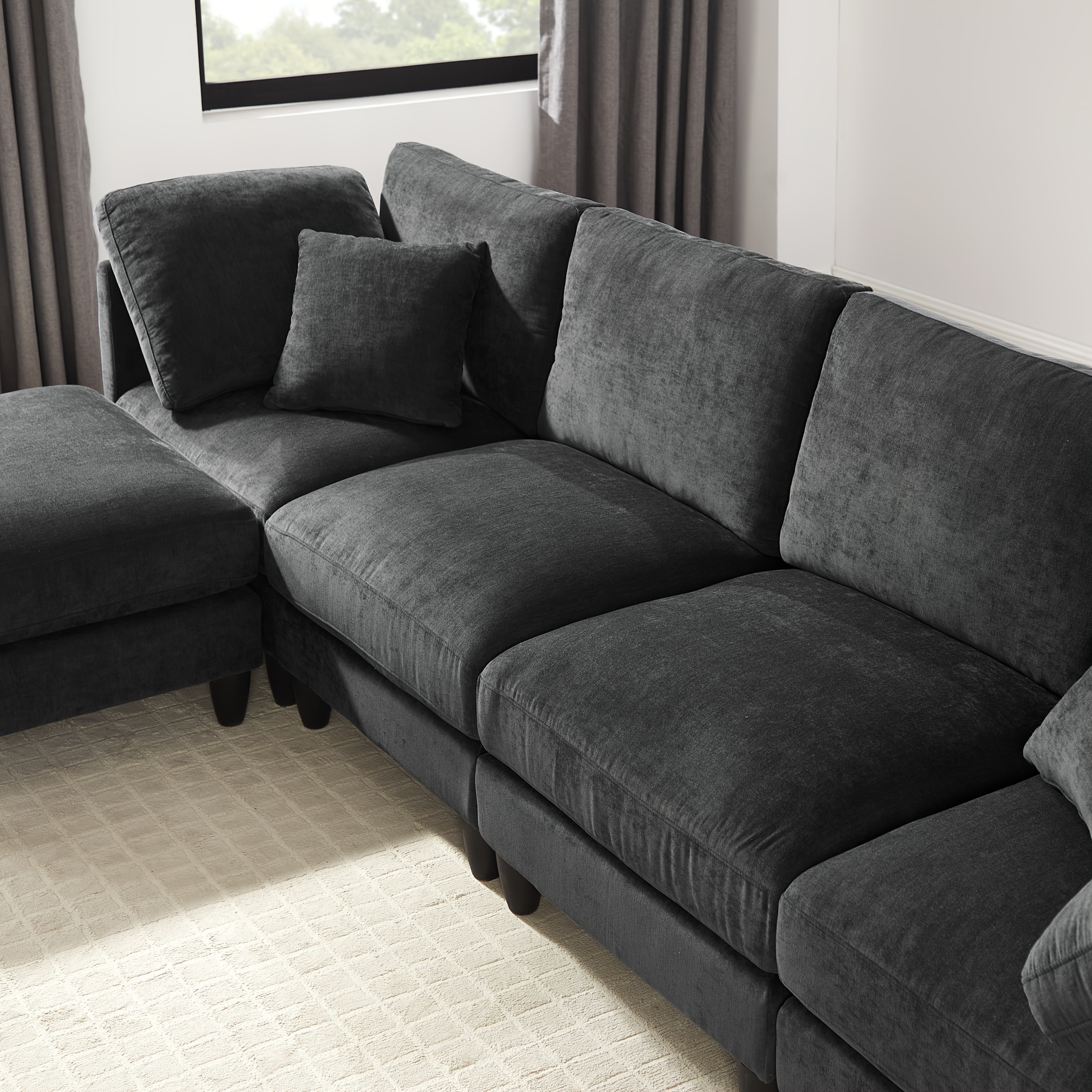 7-seater Upholstered Sectional Sofa, Freely Combinable In Various Shapes, Suitable for Living Room, Meeting Room, Dining Room And Bedroom