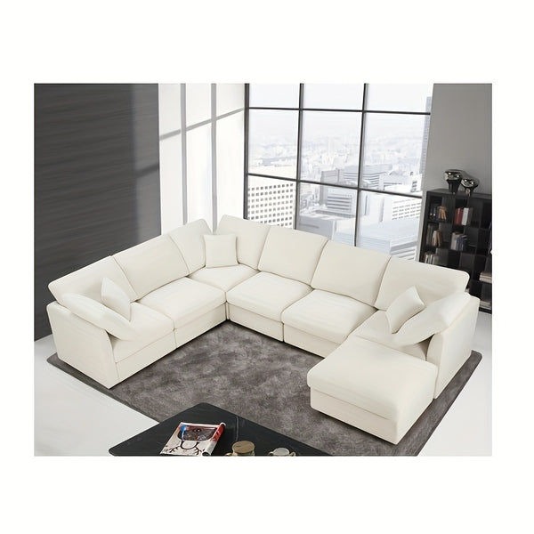 7-seater Upholstered Sectional Sofa, Freely Combinable In Various Shapes, Suitable for Living Room, Meeting Room, Dining Room And Bedroom