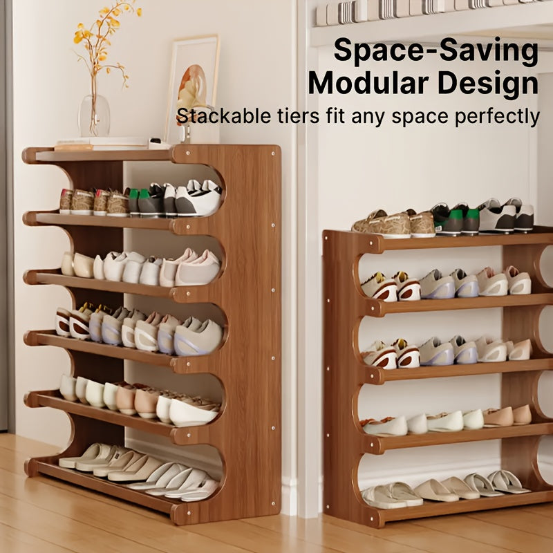 Practical Shelving Unit, Shoe Rack, Space-saving Design, Multi-layer Independent Storage Rack, Wood Grain Finish, Easy To Assemble, Self-supporting Cubic Shoe Storage Rack, Shelf, Suitable For Dormitories And Entrances, Easy