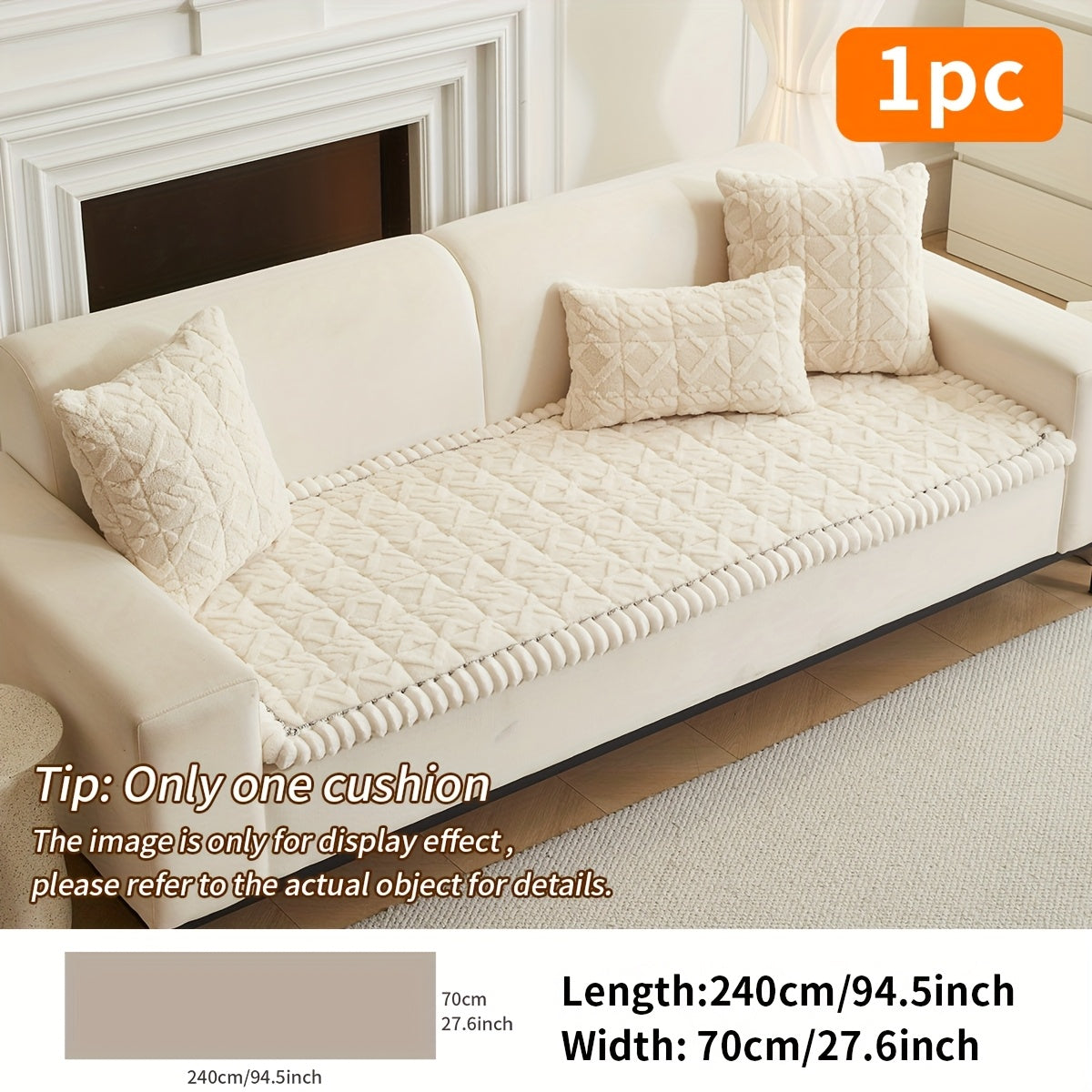 Soft Quilted Sofa Cushion – Thickened Polyester Sofa Cover for Autumn & Winter Warmth, Home Decorative Protector for 2/3/4-Seater Sofas