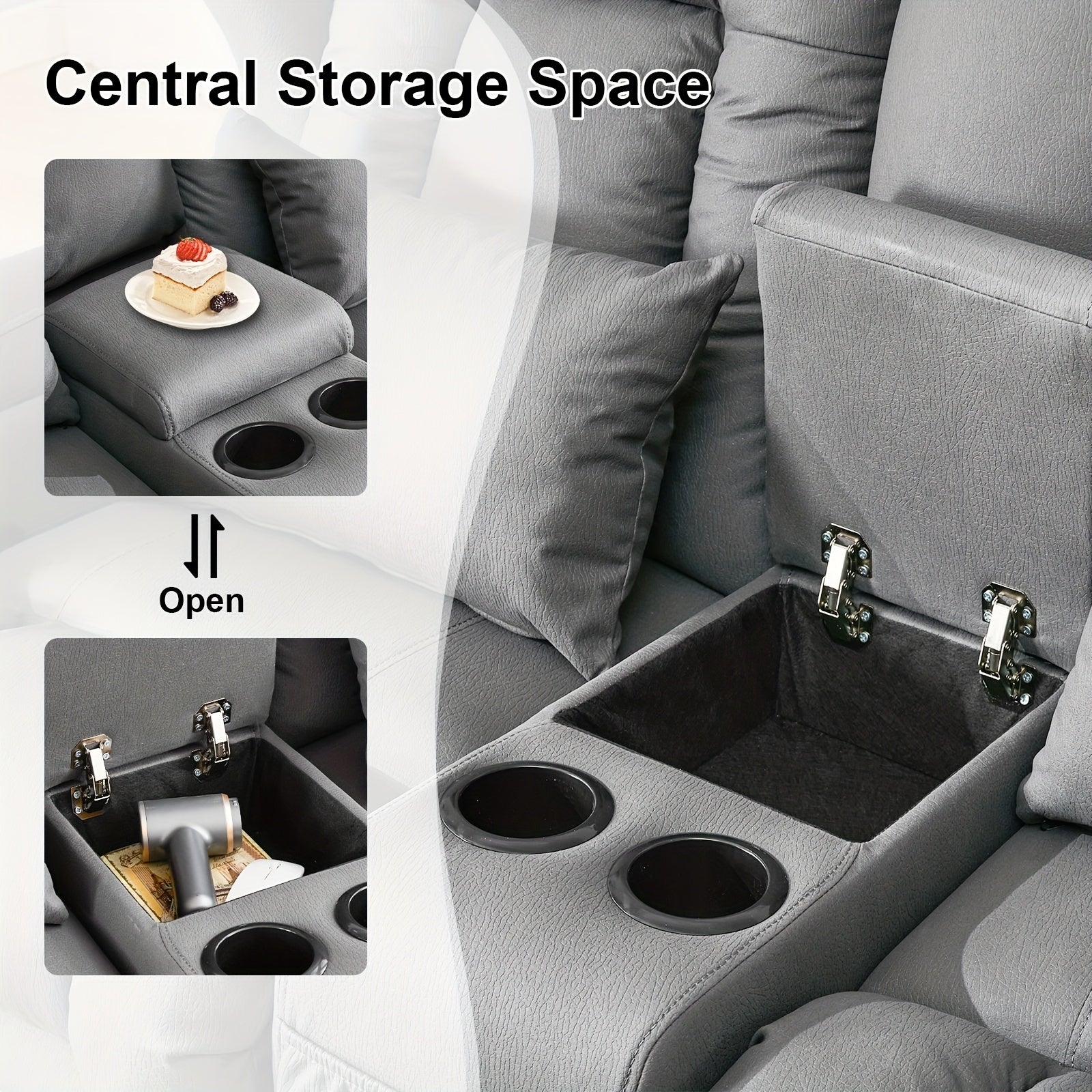 Brown Contemporary Faux Leather 2-Seater Loveseat Recliner Sofa with Console Storage, 4 Cup Holders & Side Pockets, Manual Reclining Home Theater Seating for Living Room or RV, Manual Recliner | Plush 2Seater | Luxury Comfort