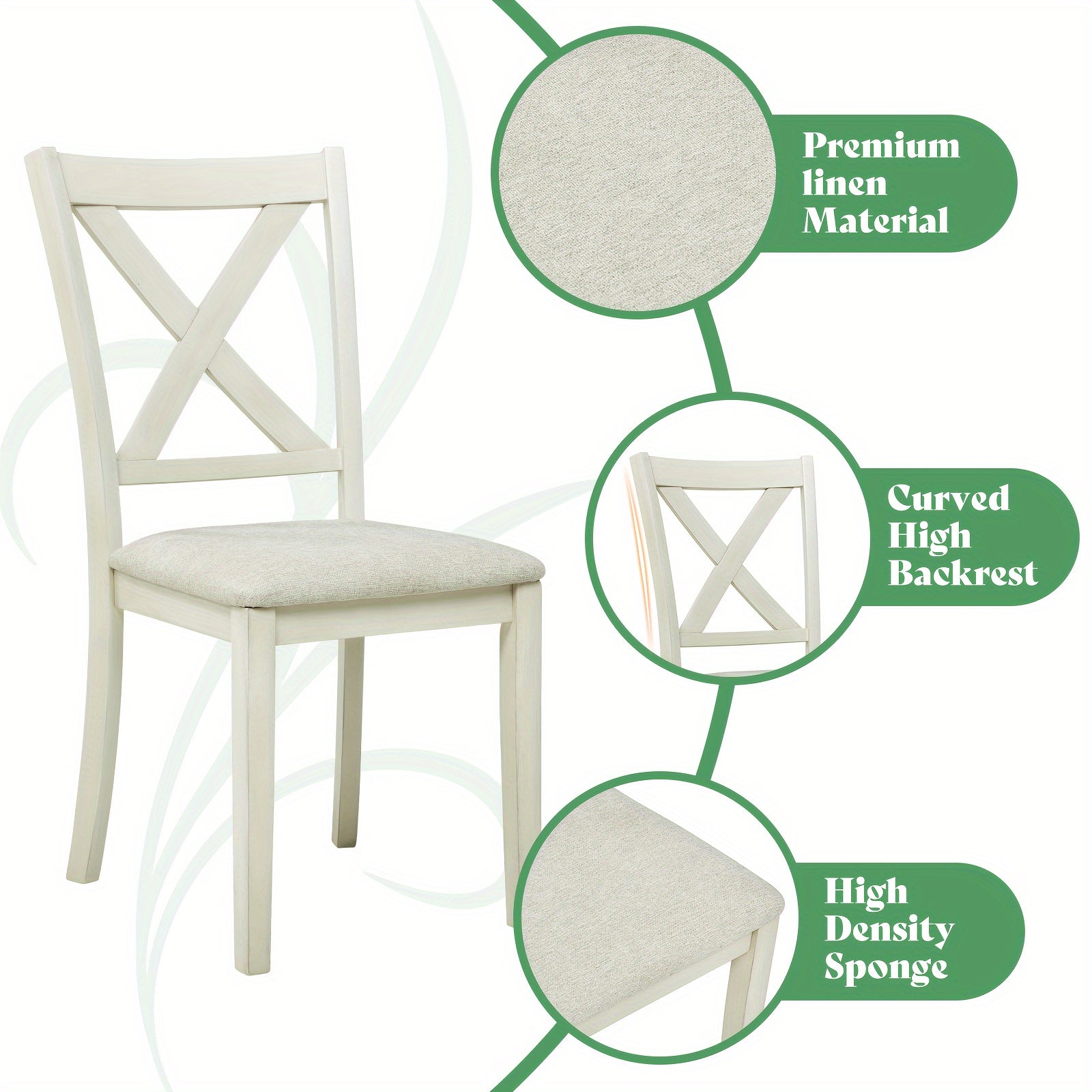 7-Piece Farmhouse Dining Set – 60" Solid Wood Dining Table with 6 Upholstered Chairs, Rustic Kitchen & Dining Room Furniture