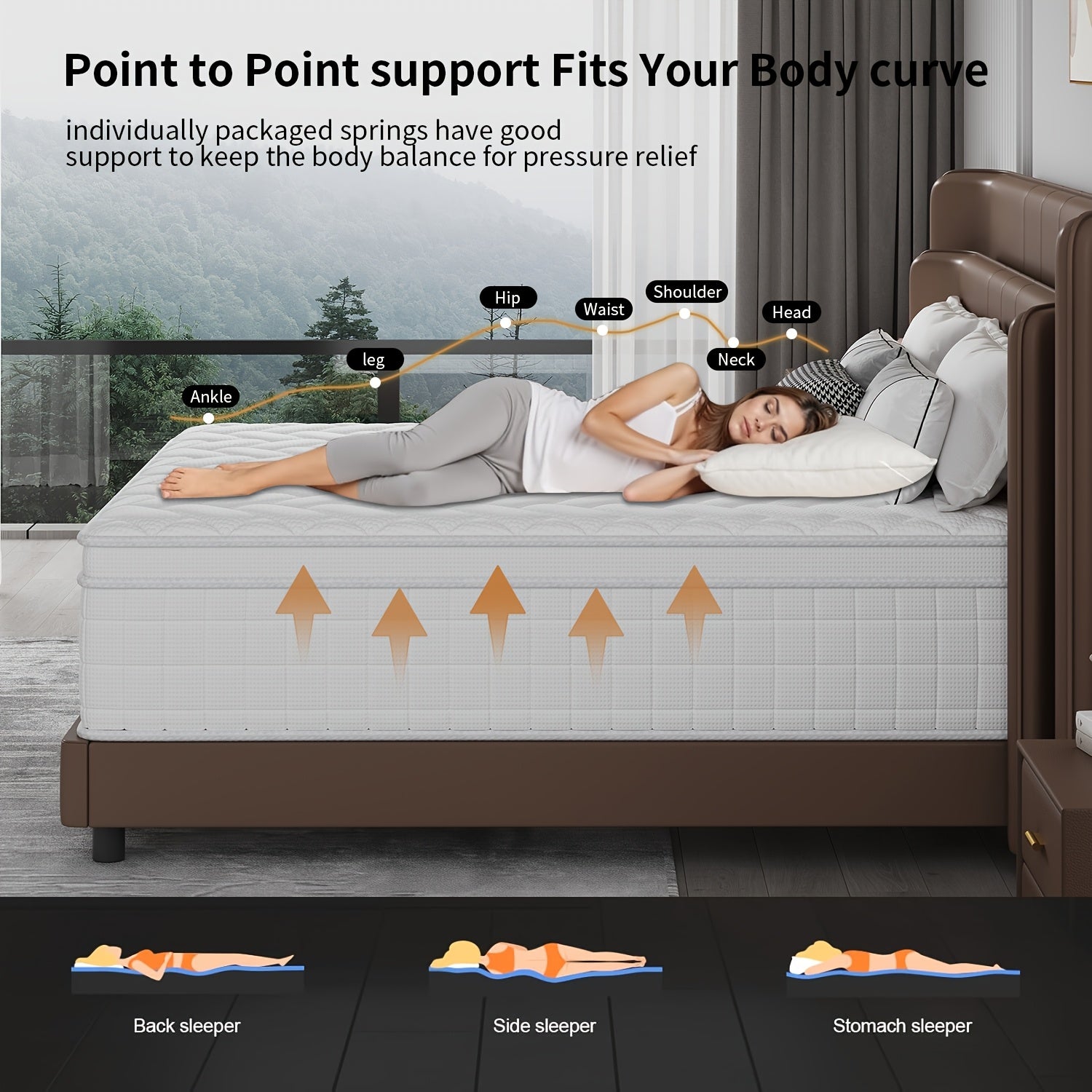 Queen Size Hybrid Mattress – 10/12 Inch Gel Memory Foam & Pocket Spring Mattress with Euro Top,